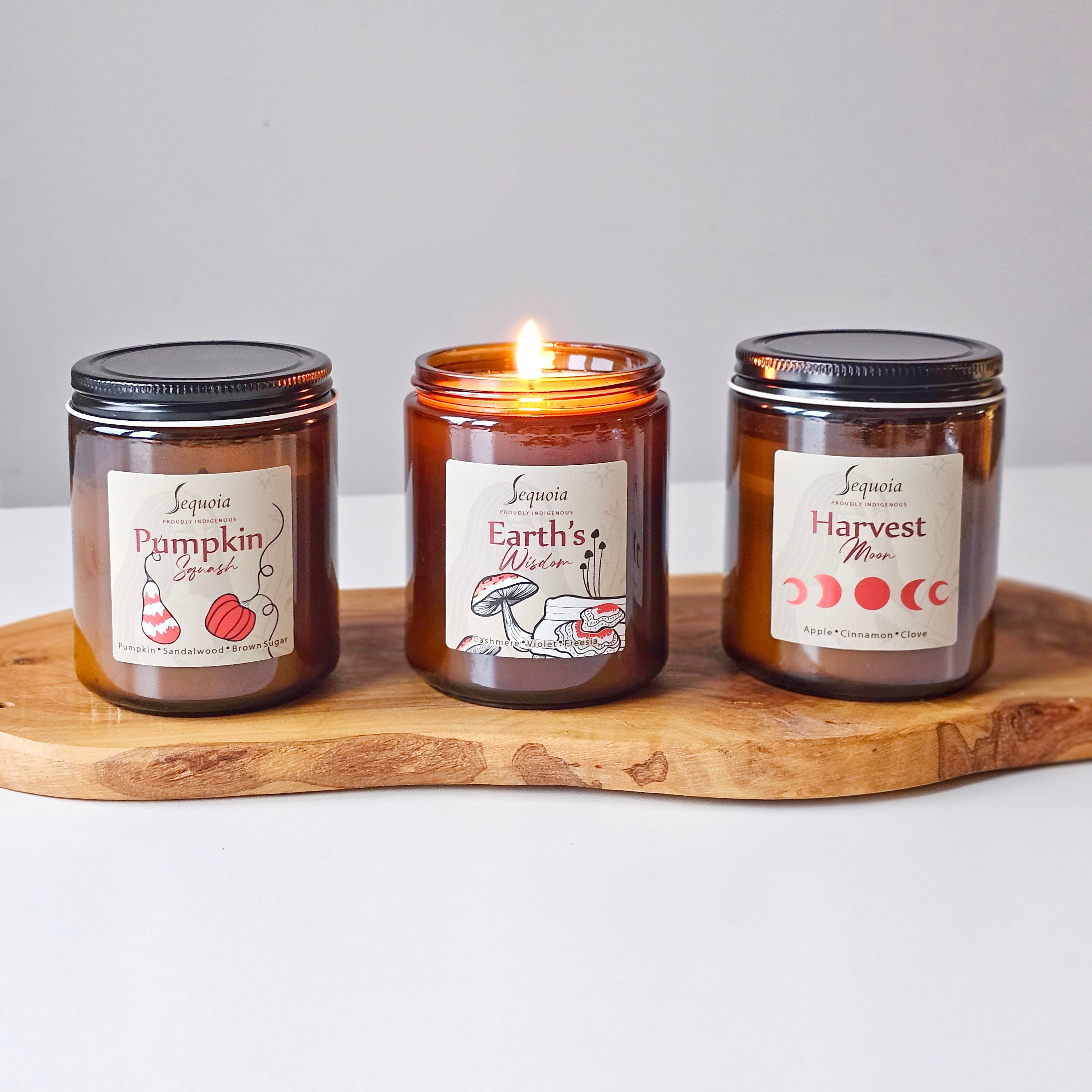 3 Amber Glass Candle Bundle