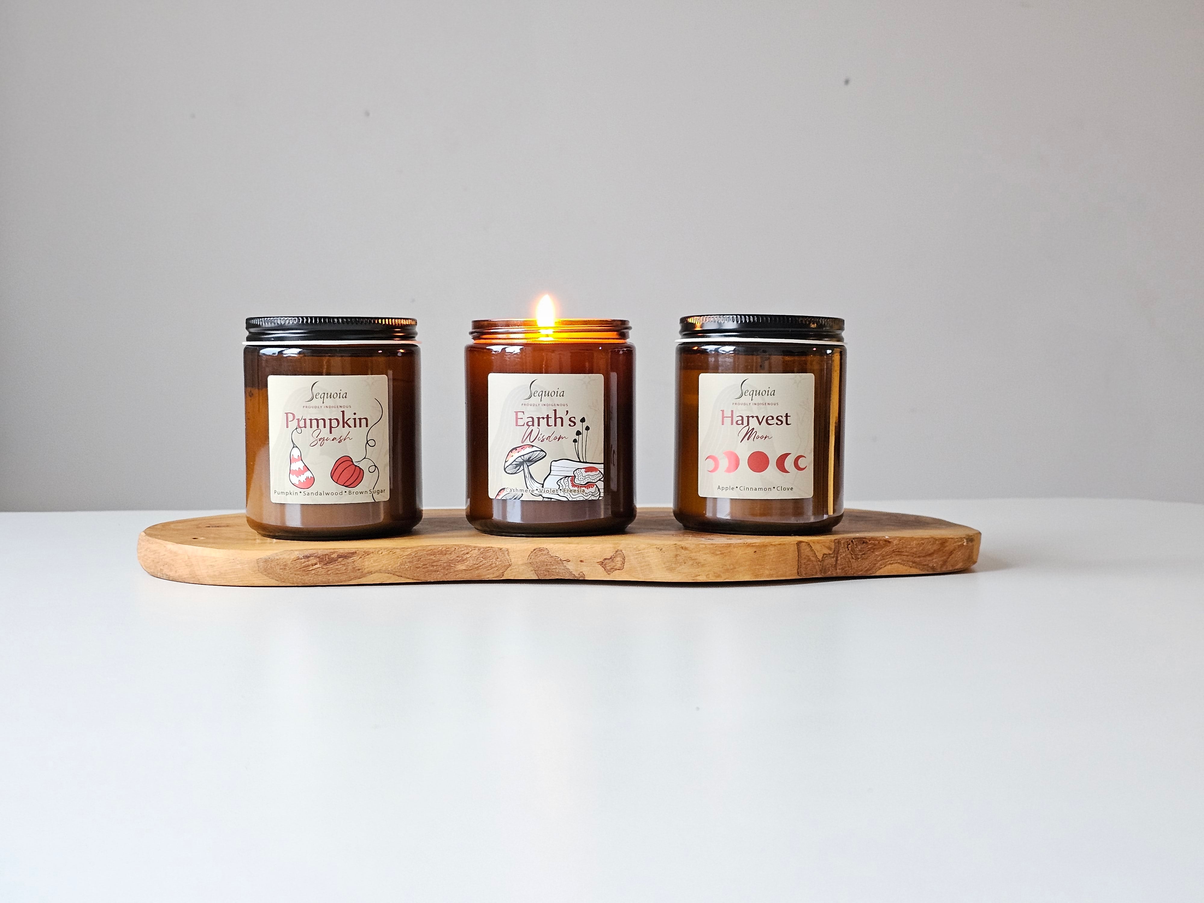 3 Amber Glass Candle Bundle